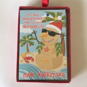 🦄  10 Holiday cards and envelopes, Hawaiian snowman